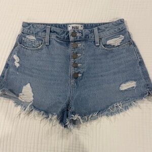 PAIGE Margot Ultra High Rise Distresses Denim Shorts Size 27
